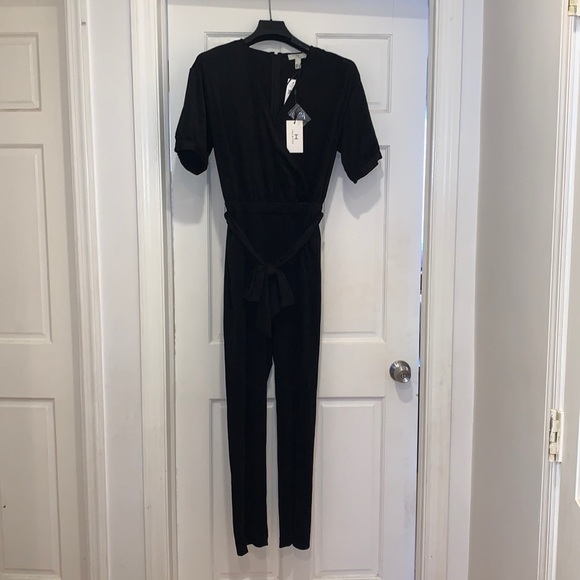 Halston Velour Wrap Jumpsuit - Picture 2 of 4